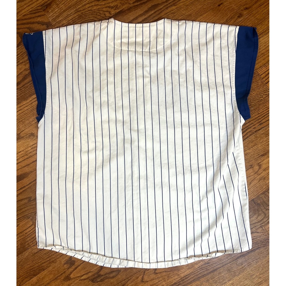 90s Starter Los Angeles Dodgers Baseball Jersey Men's 2XL Pinstripe Blue White - Picture 11 of 13